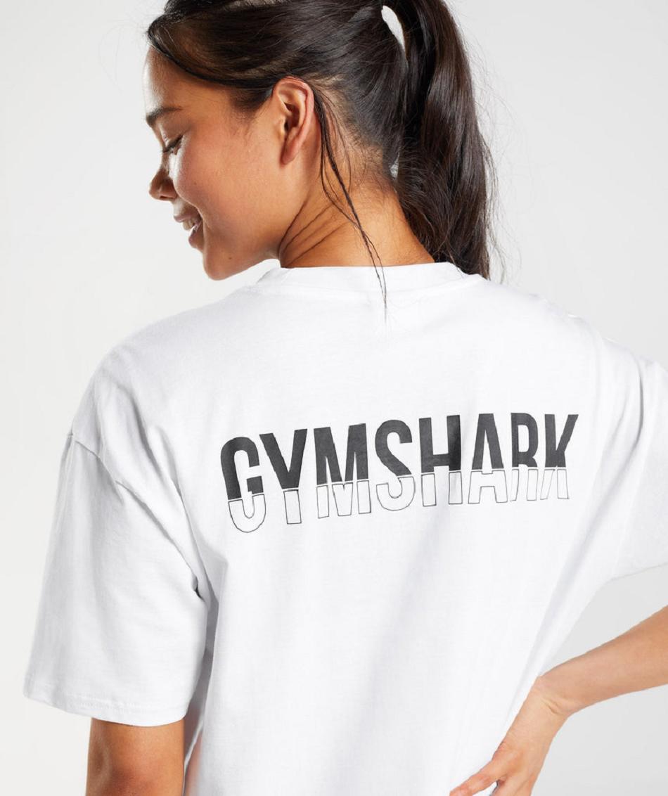 Gymshark Fraction Oversized Ženske T Shirts Bijele | HR 3298EBC